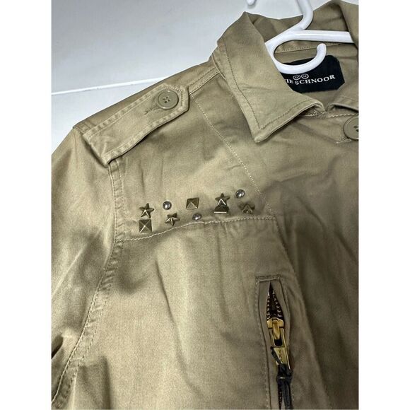 NWT Sofie Schnoor Women’s Green Cotton Parka Métal Stars Trim Sz 40 EU/ 4 US - Picture 8 of 16